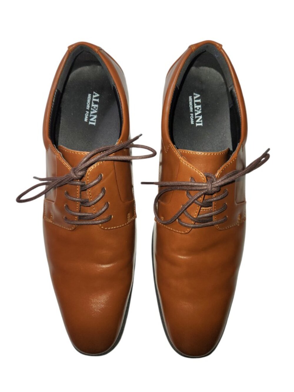 Alfani Andrew Derby Shoes Mens Size 11 M Dark Tan Faux Leather Memory Foam 42101